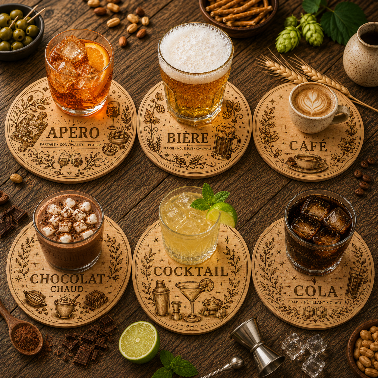 Lot de 6 dessous de verre